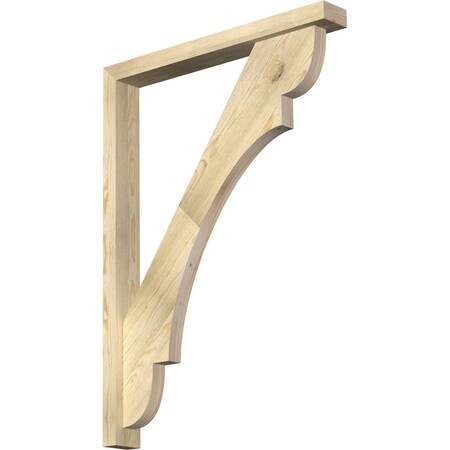 Ekena Millwork Olympic Block Rough Sawn Bracket w/ Offset Brace, Douglas Fir, 4"W x 32"D x 44"H BKT0402X32X44OLY05RDF